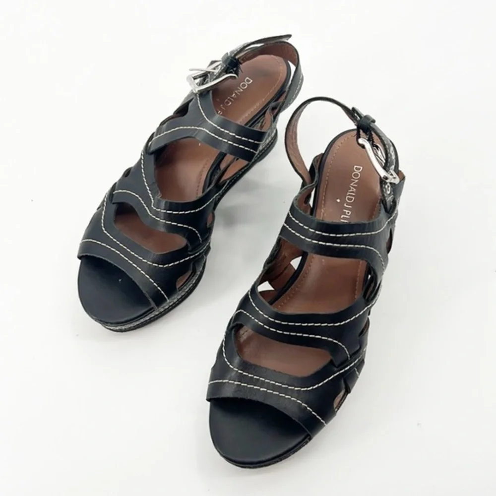 Donald J. Pliner Fran Platform Wedge Sandal Black size 7